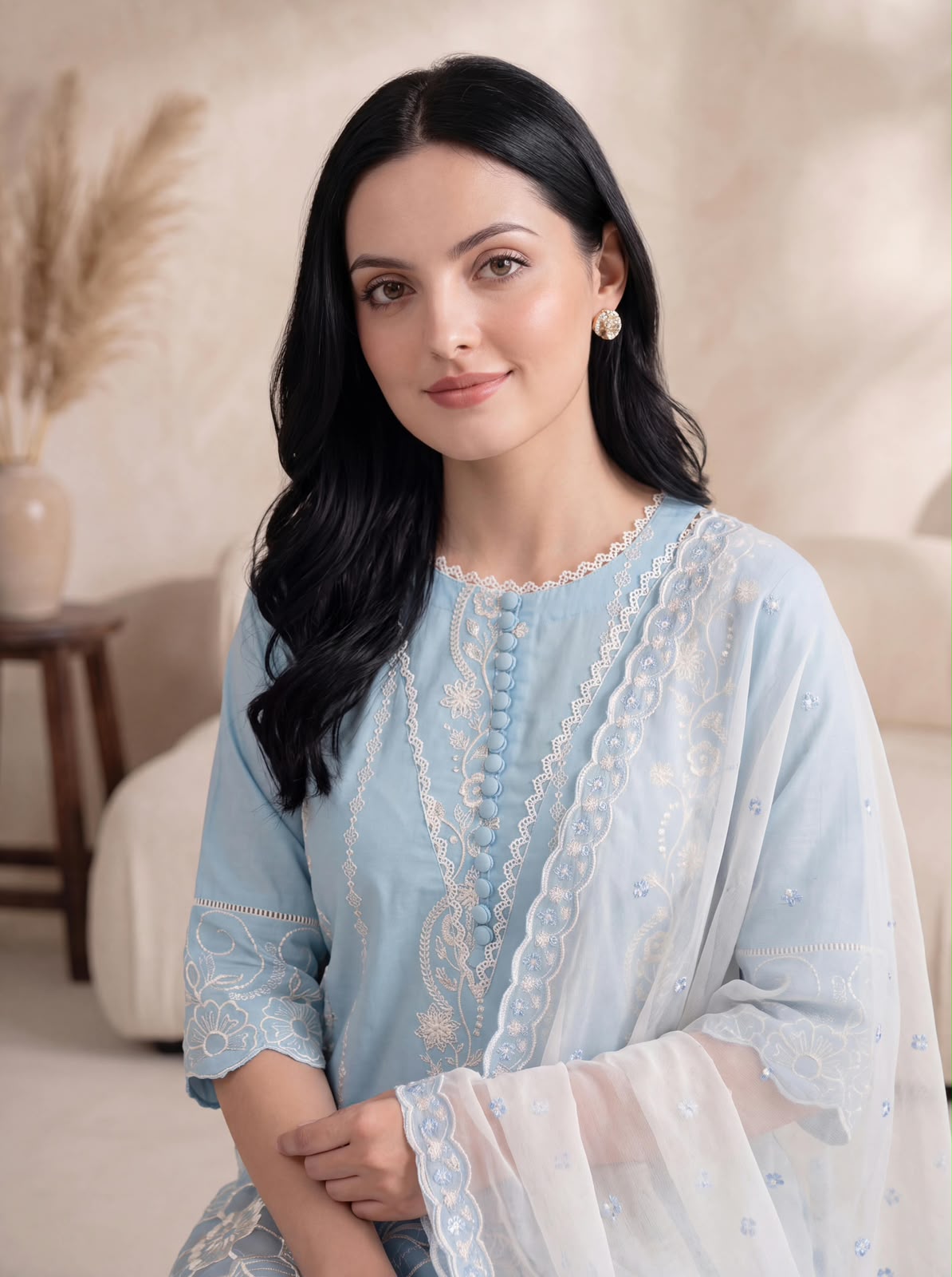 SORAYA SKY EMBROIRED 3PC